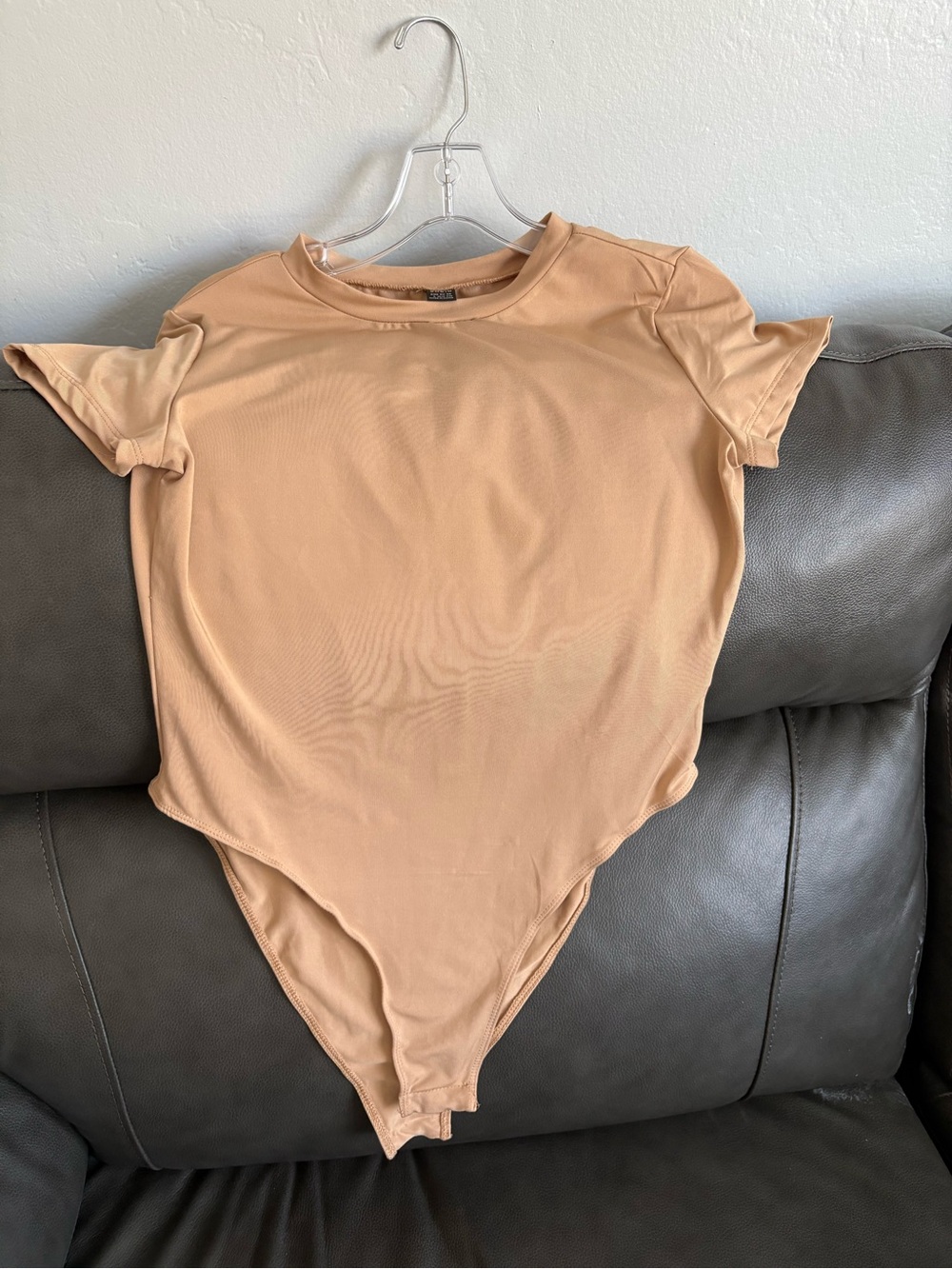 SHEIN Camel/Tan Short Sleeve Crew Neck Bodysuit
